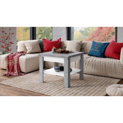 Opvouwbare salontafel met plank LIA grijs/wit