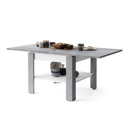Opvouwbare salontafel met plank LIA grijs/wit