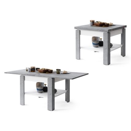 Opvouwbare salontafel met plank LIA grijs/wit