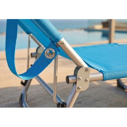 Opvouwbare verstelbare ligstoel SUNO 56x190 cm, blauw