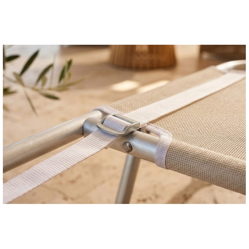 Opvouwbare verstelbare ligstoel SUNO 56x190 cm, crème