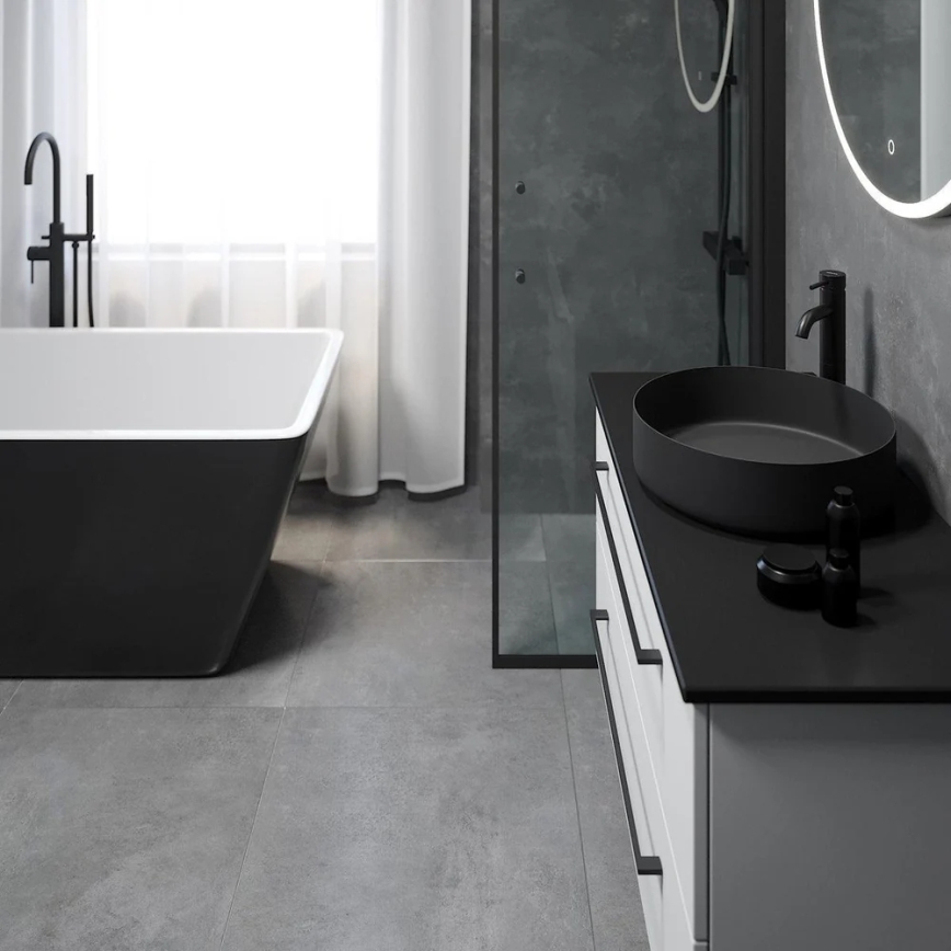 Opzetwastafel LJORDAL Ø 40 cm, staal/zwart