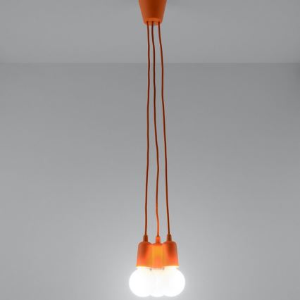 Oranje lampen aan koord DIEGO 3x E27 / 60W / 230V