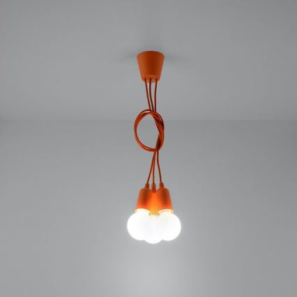 Oranje lampen aan koord DIEGO 3x E27 / 60W / 230V