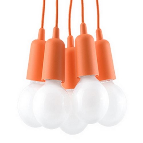 logo Zilver Numeriek Oranje lampen aan koord DIEGO 5x E27 / 60W / 230V | Lumimania