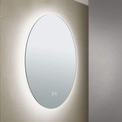 LED Badkamer verwarmde wand spiegel met een achtergrondverlichting FOCUS LED/18W/230V 3000/4200/6000K diameter 45 cm IP44