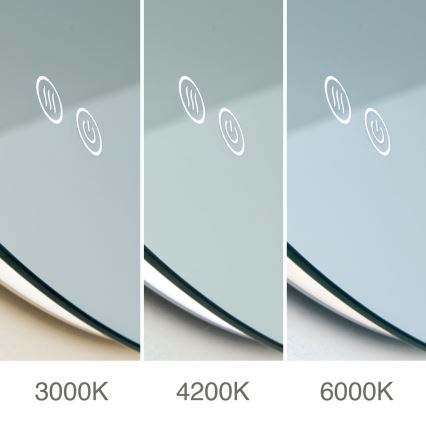 Miroir mural chauffant de salle de bain avec rétro-éclairage FOCUS LED/18W/230V 3000/4200/6000K d. 45 cm IP44