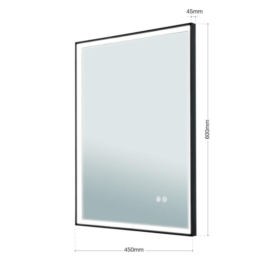 LED Badkamer verwarmde wandspiegel met verlichting FRAME LED/48W/230V 3000/4000/6000K 60x45 cm IP44