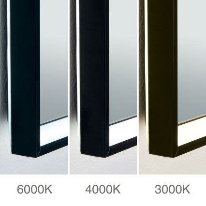 Miroir mural chauffant LED pour salle de bains avec rétroéclairage FRAME LED/48W/230V 3000/4000/6000K 60x45 cm IP44