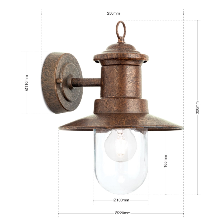 Buiten wandlamp LEONIE 1xE27/60W/230V IP44 brons