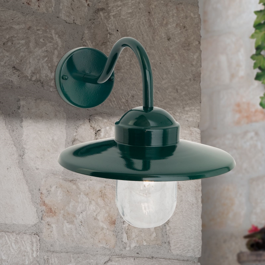 Buiten wandlamp EDWARD 1xE27/60W/230V IP44 groen