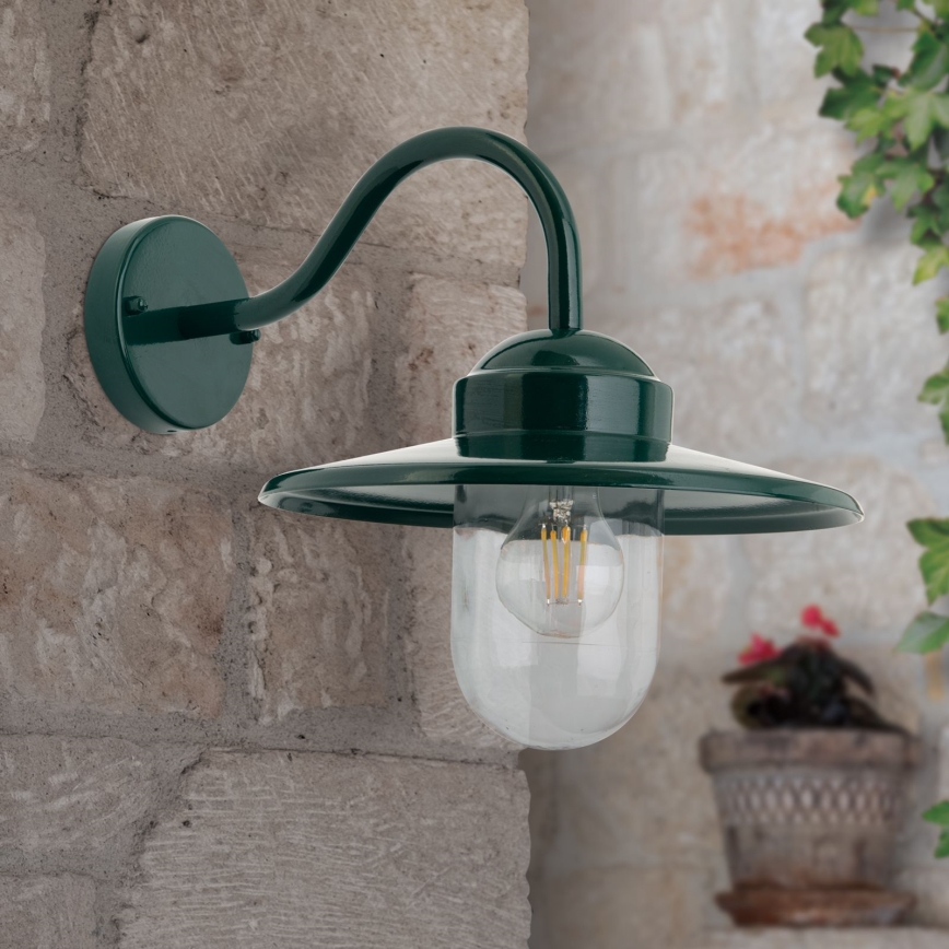 Buiten wandlamp EDWARD 1xE27/60W/230V IP44 groen