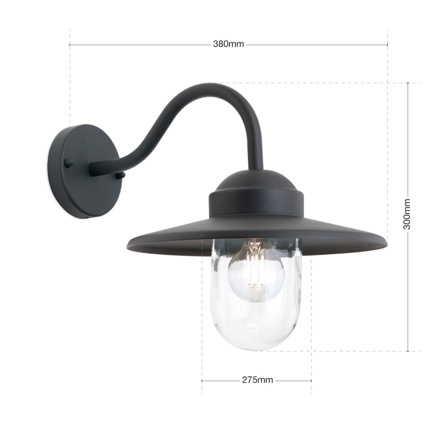 Buiten wandlamp EDWARD 1xE27/60W/230V IP44 zwart