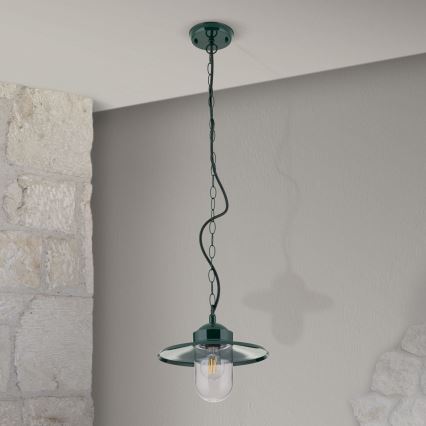 Hanglamp voor buiten EDWARD 1xE27/60W/230V IP44 groen