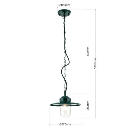 Hanglamp voor buiten EDWARD 1xE27/60W/230V IP44 groen