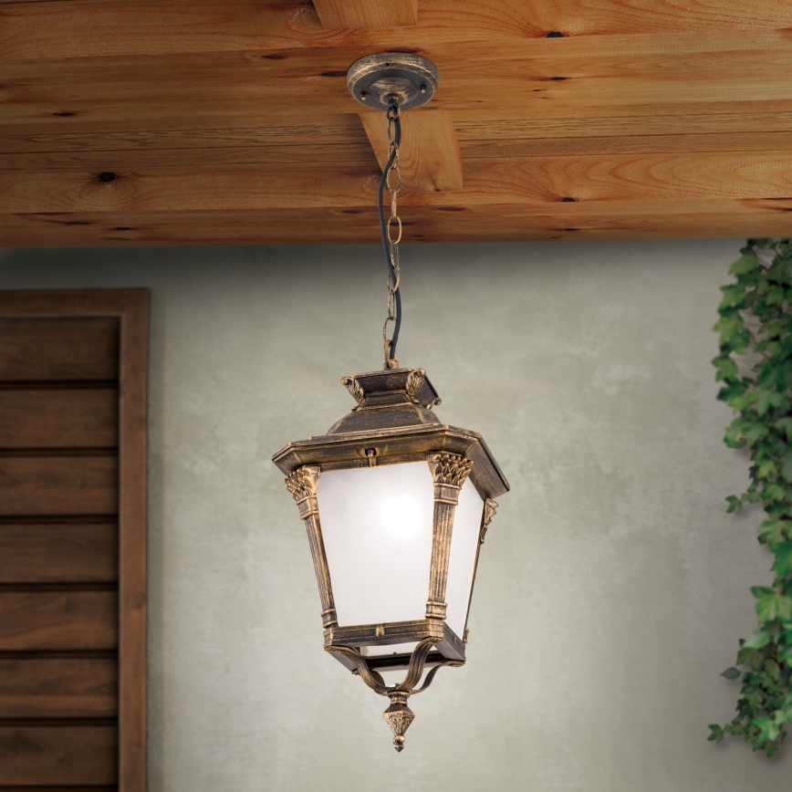 Buitenhanglamp AIKO 1xE27/60W/230V IP23 brons/patina