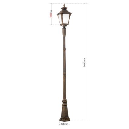 Buitenlamp AIKO 1xE27/60W/230V 240 cm IP23 brons/patina