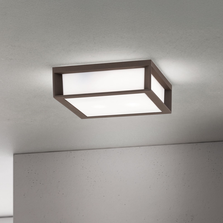 Buitenlamp HENRY 2xE27/15W/230V 26x26 cm IP44 bruin
