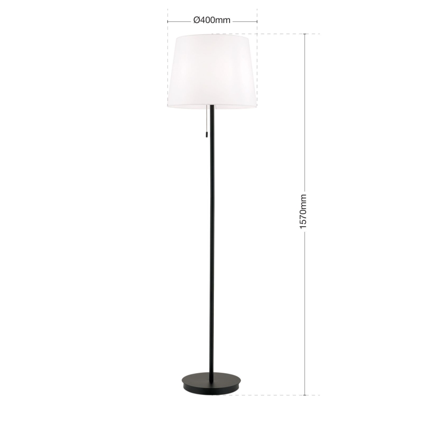 Staande Lamp LUDWIG 1xE27/40W/230V wit/zwart