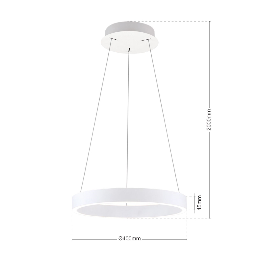 Dimbare LED-pendellamp aan kabel KOLK LED/40W/230V 2700/3000/4000K ø 40 cm wit