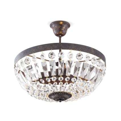 Kristallen hanglamp met vaste pendel ARILA 3xE14/40W/230V diameter 40 cm bruin/patina