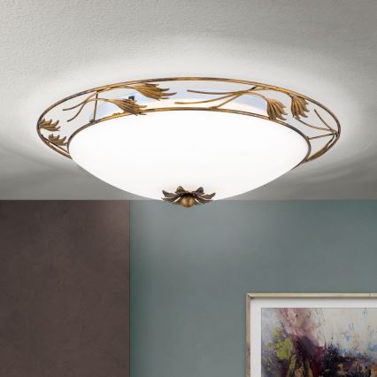 Plafondlamp FLEUR 3xE27/60W/230V diameter 50 cm brons