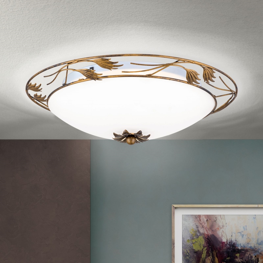 Plafondlamp FLEUR 3xE27/60W/230V diameter 50 cm brons