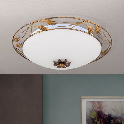 Plafondlamp FLEUR 3xE27/60W/230V diameter 50 cm brons