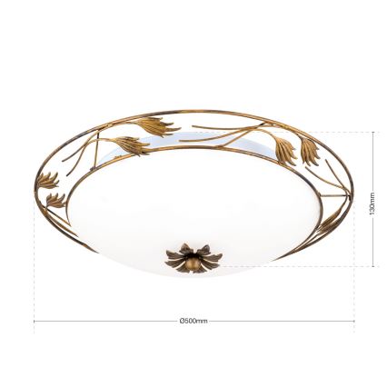 Plafondlamp FLEUR 3xE27/60W/230V diameter 50 cm brons