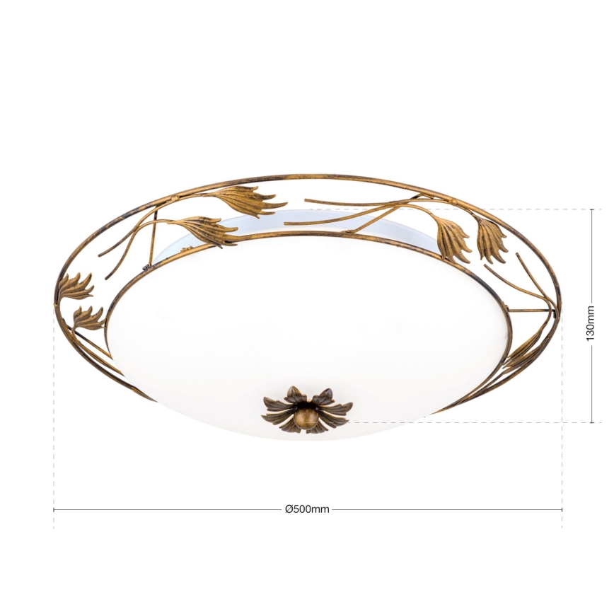 Plafondlamp FLEUR 3xE27/60W/230V diameter 50 cm brons