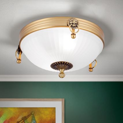 Plafondlamp ROCCA 2xE27/60W/230V diameter 31 cm brons/wit