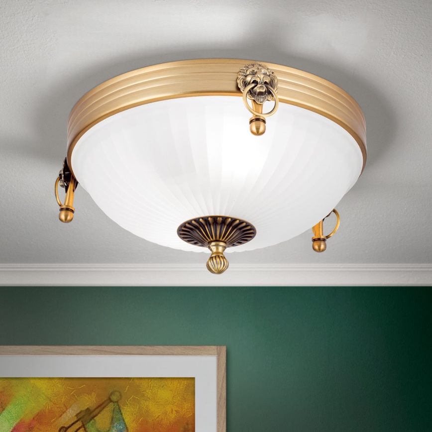 Plafondlamp ROCCA 2xE27/60W/230V diameter 31 cm brons/wit