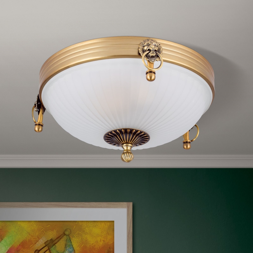 Plafondlamp ROCCA 2xE27/60W/230V diameter 31 cm brons/wit