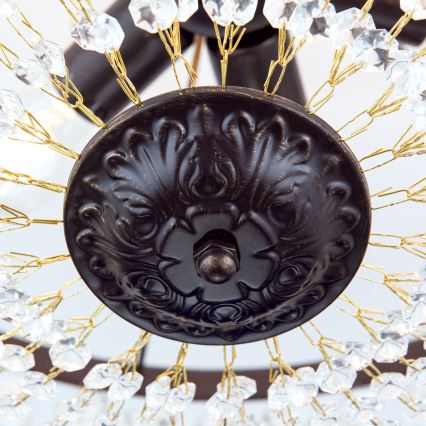 Kristallen hanglamp met vaste pendel ARILA 6xE27/60W/230V diameter 60 cm bruin/patina