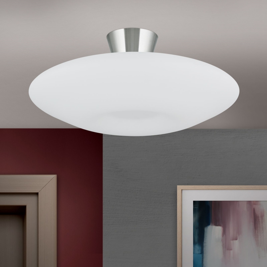 Plafondlamp BLANC 2xE27/60W/230V diameter 49 cm mat chroom