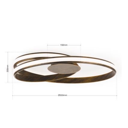 LED Dimbaar Plafondlamp CIRCUS LED/30W/230V bruin/patina