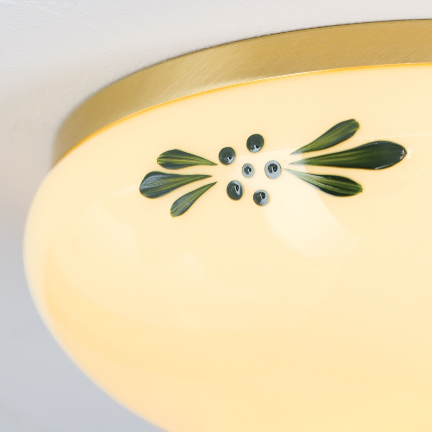Plafondlamp LANDHAUS 1xE27/60W/230V Ø 21 cm messing/beige/groen