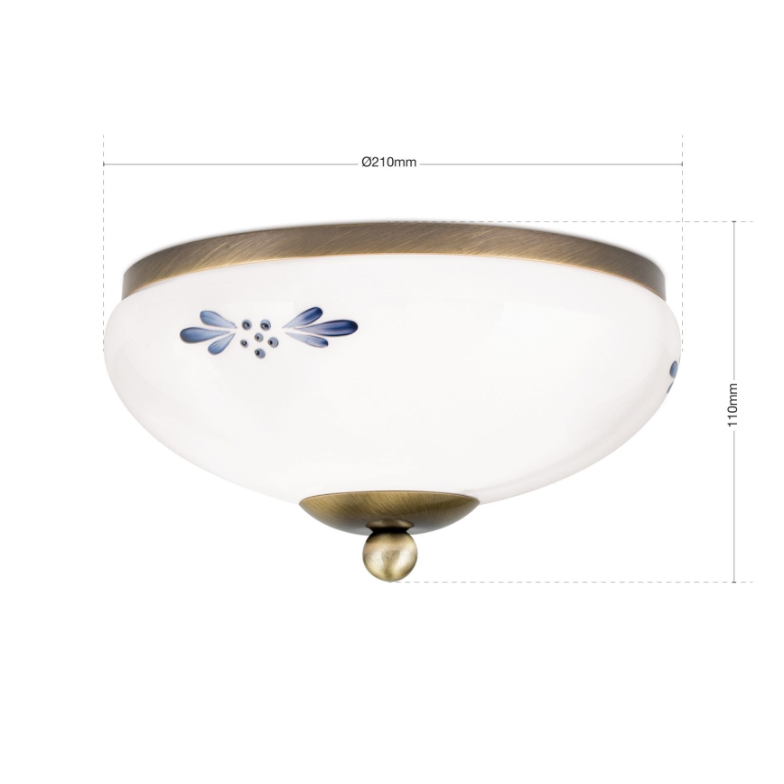 Plafonnier LANDHAUS 1xE27/60W/230V Ø 21 cm bronze/blanc/bleu