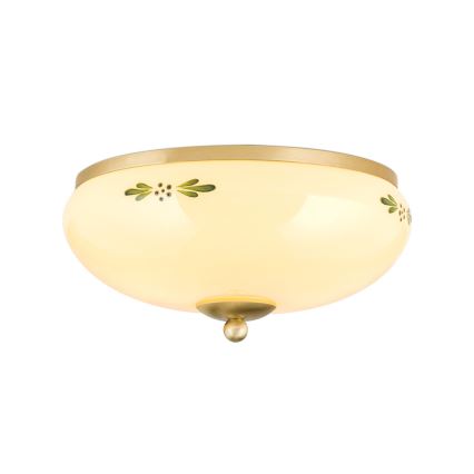 Plafondlamp LANDHAUS 2xE27/60W/230V diameter 28 cm messing/beige