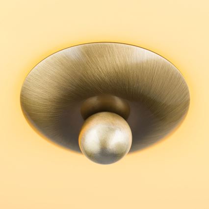 Plafondlamp LANDHAUS 2xE27/60W/230V diameter 28 cm messing/beige