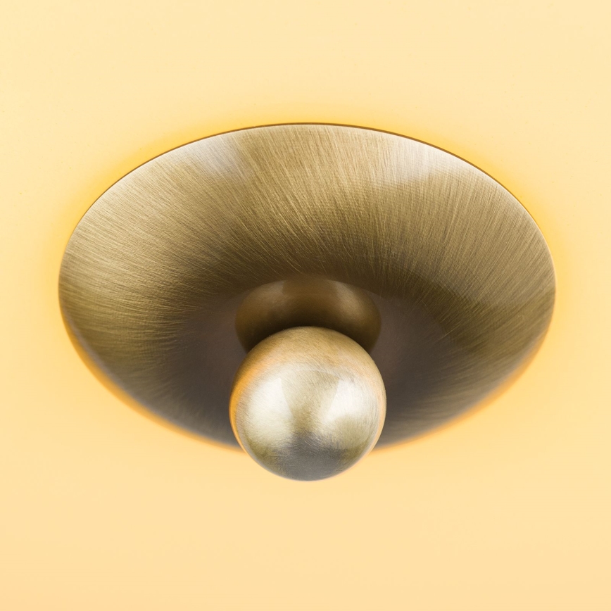 Plafondlamp LANDHAUS 2xE27/60W/230V diameter 28 cm messing/beige