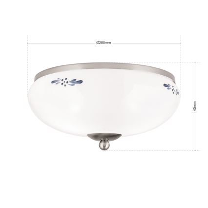 Plafondlamp LANDHAUS 2xE27/60W/230V Ø 28 cm mat chroom/wit/blauw