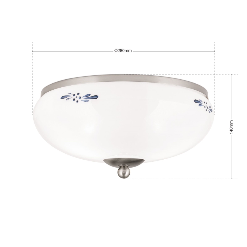 Plafonnier LANDHAUS 2xE27/60W/230V Ø 28 cm chrome mat/blanc/bleu