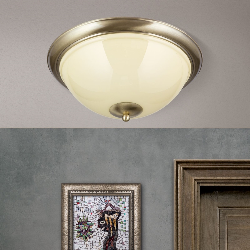 Plafondlamp AUSTRIAN OLD LAMP 3xE27/60W/230V diameter 50 cm brons/beige