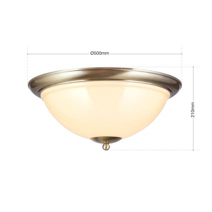Plafondlamp AUSTRIAN OLD LAMP 3xE27/60W/230V diameter 50 cm brons/beige