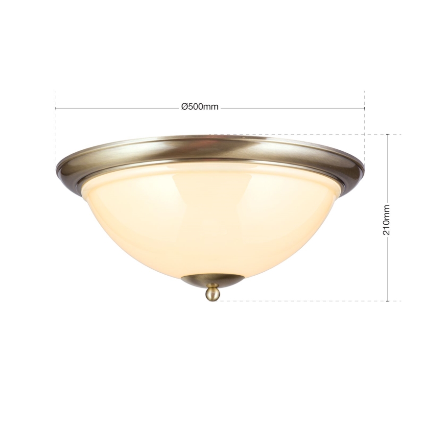 Plafondlamp AUSTRIAN OLD LAMP 3xE27/60W/230V diameter 50 cm brons/beige