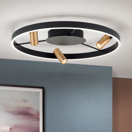 Dimbare LED Plafondlamp BERLIN LED/50W/230V zwart/goud