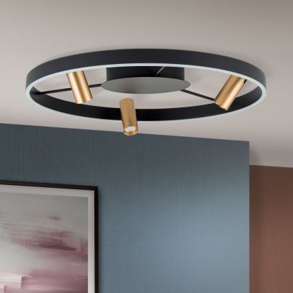 Dimbare LED Plafondlamp BERLIN LED/50W/230V zwart/goud