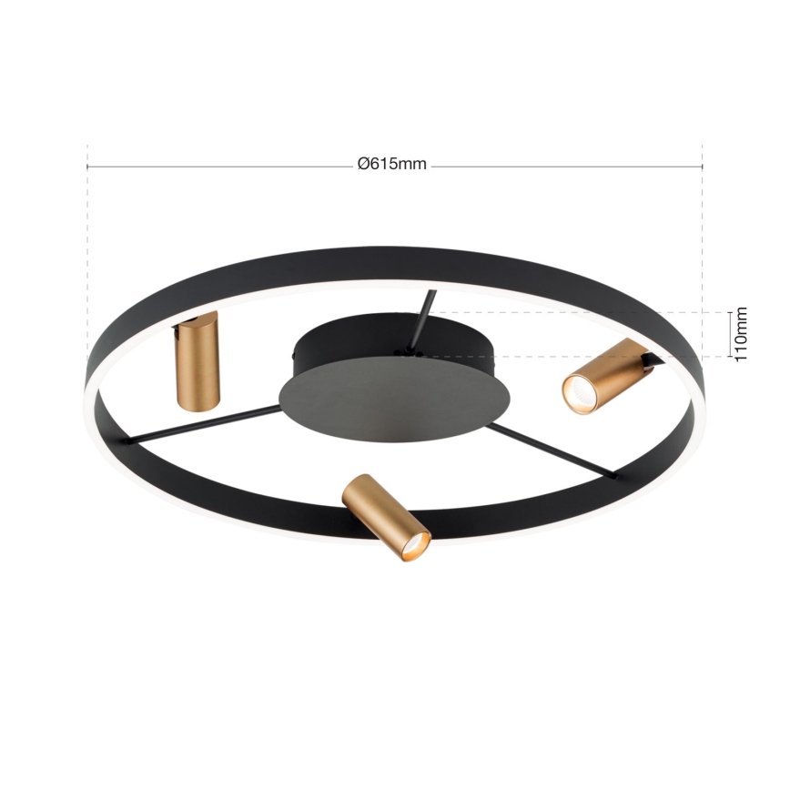Dimbare LED Plafondlamp BERLIN LED/50W/230V zwart/goud