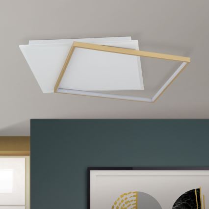 LED Dimbaar Plafondlamp EMANUEL LED/50W/230V wit/goud